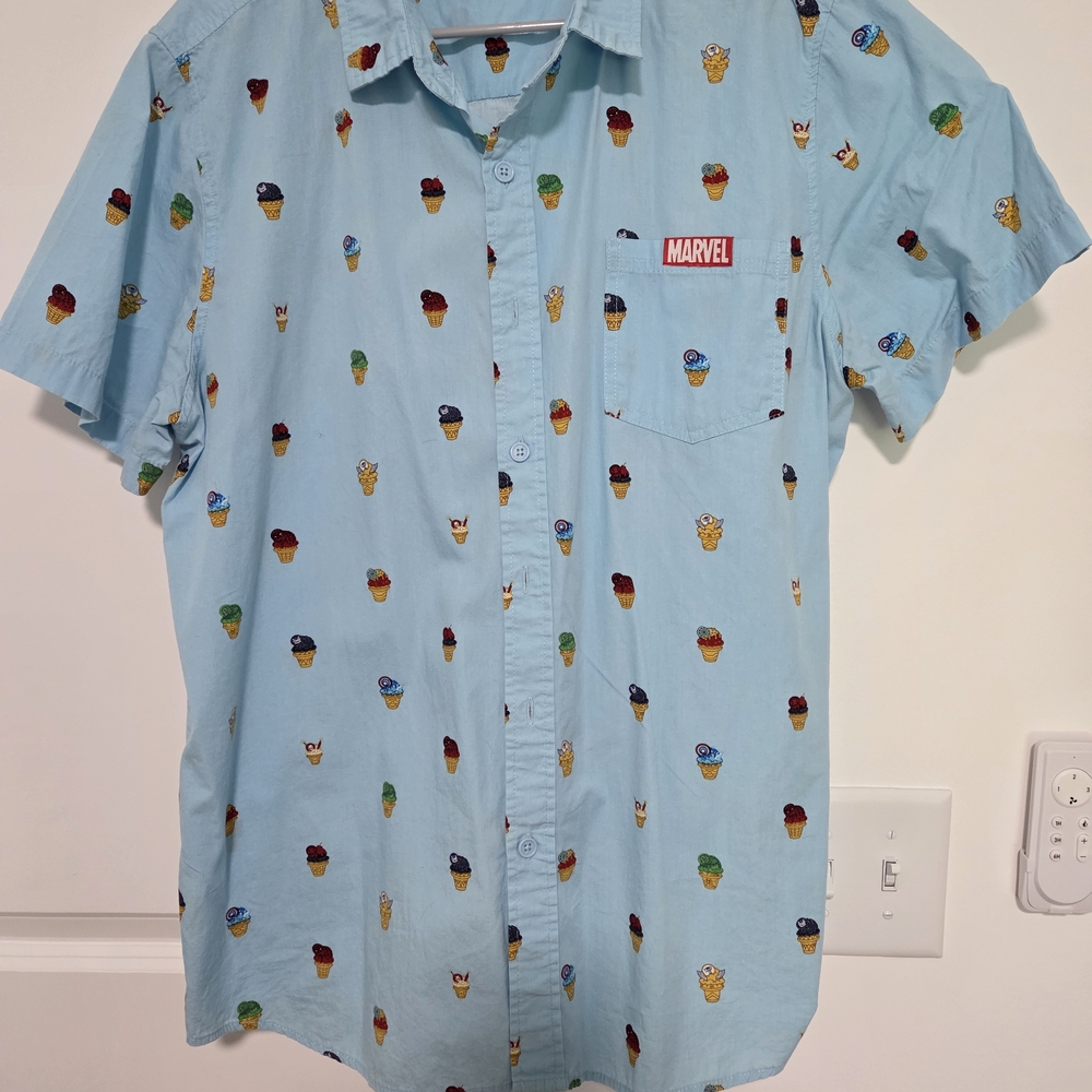 Marvel Light Blue Casual Button Down Shirt